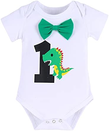 IMEKIS Baby Boys Dinosaur 1st Birthday Set