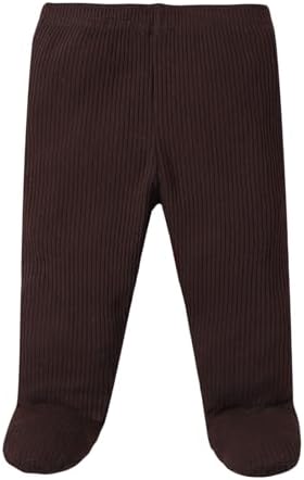 SOBOWO Newborn Footed Pants 3-Pack Solid Ribbed