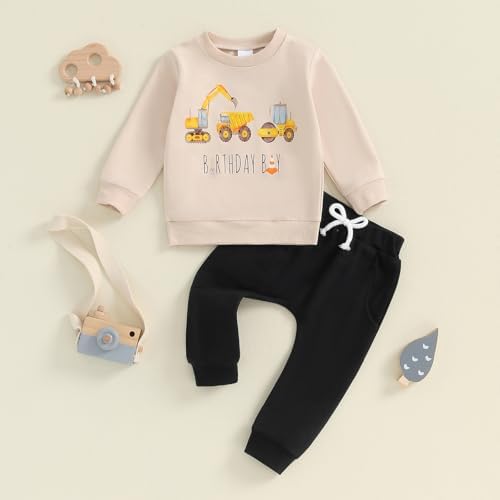 Pudcoco - Excavator Construction Toddler Outfit Set - Construction Kids Clothing