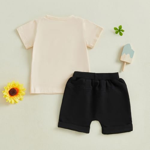 Cool Motorcycle Print Short Set for Boys Ages 3-5