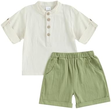 Karuedoo Toddler Baby Boy Cotton Linen 2 Piece Set