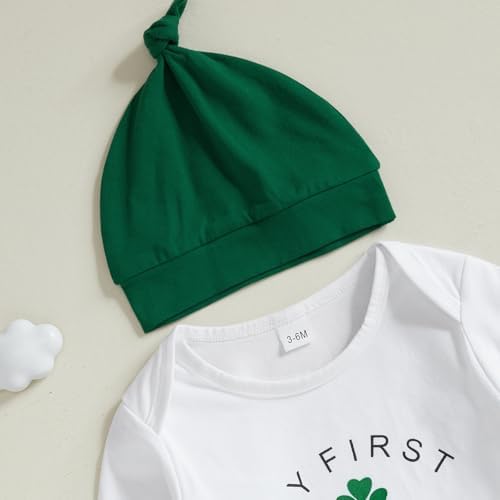 My First St Patricks Day Baby Boy Outfit - Clover Print Romper Pants Set