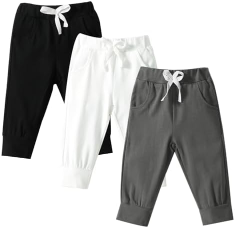 DREAM BUS Pack of 3 Toddler Jogger Pants with Pockets