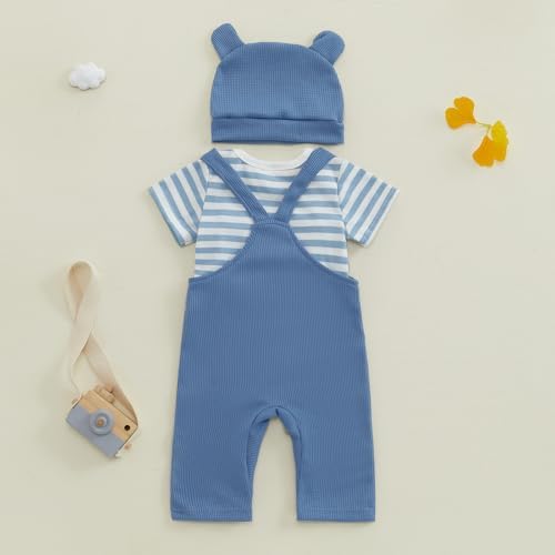 Adorable Baby Boy Toddler Romper Pants Set with Elephant Embroidery
