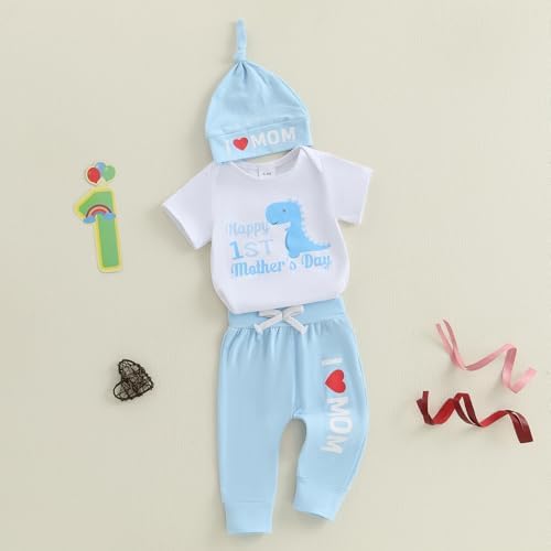 Happy Mothers DayFirst Mothers Day Set with Romper Pants hat for Infants