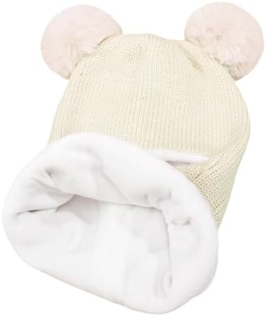Winter Kids Accessories Set - Knitted Fleece Set with Pompoms Santa
