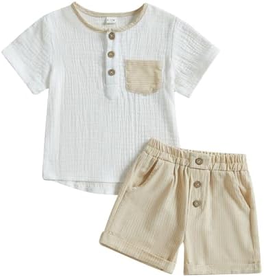 Cotton Linen Toddler Boys Summer Outfit