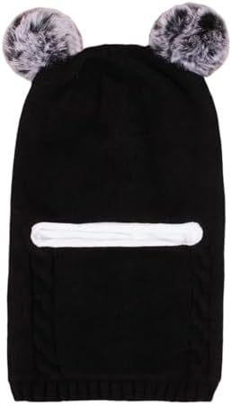 Beanie with Puffy Ears and Lined Neck Warmer