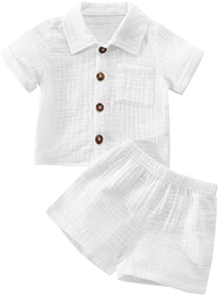 SHIBAOZI Toddler Boys Button-Down Shirt Set with Shorts Summer 2pcs