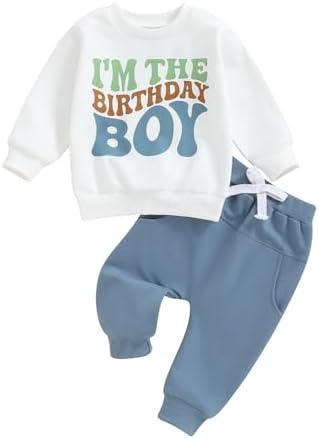 Toddler Baby Birthday Outfit Sets with Pullover Pants Set