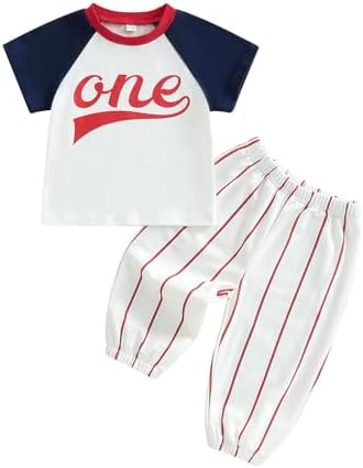 Newborn Baseball First Birthday Outfit T-Shirt Pants Set for Boys