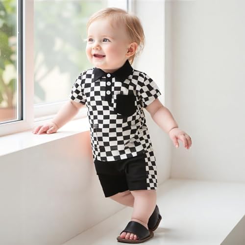 Chic Checkered Toddler Boy Summer Outfit