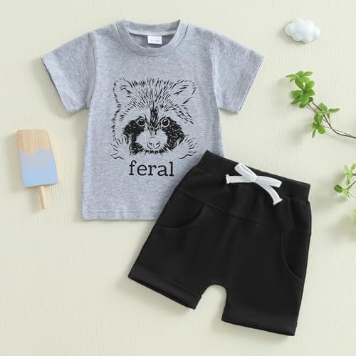 Non-Negotiable Baby Boy Shorts Set Toddler Boys Summer Outfit BearRaccoon Printing