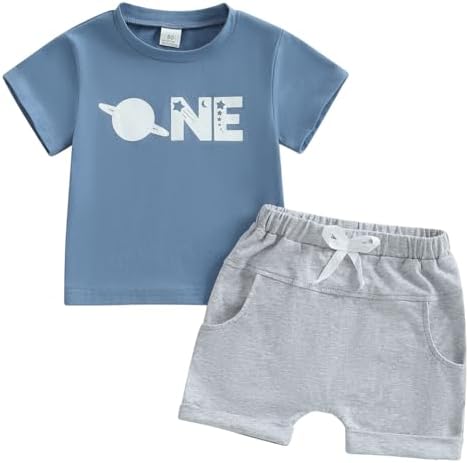 Pudcoco Toddler Boy 1st Birthday Outfit T-shirt and Shorts Set