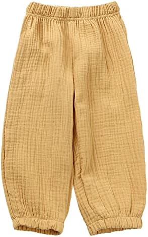 Plain Cotton Linen Elastic Waist Trousers