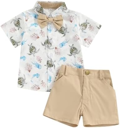 Licupiee Toddler Boys Ocean Print Shorts Sets