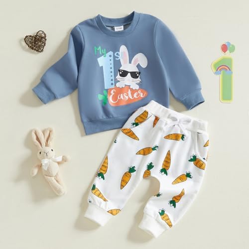 Aopwsrlyi My First Easter Baby Boy Outfit - Soft 95 Cotton 5 Polyester Set