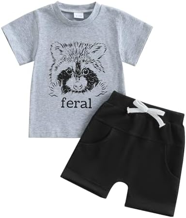 Non-Negotiable Baby Boy Shorts Set Toddler Boys Summer Outfit BearRaccoon Printing