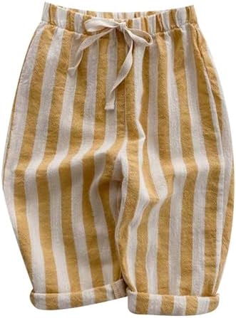 Kids Striped Linen Harem Pants Elastic Waist