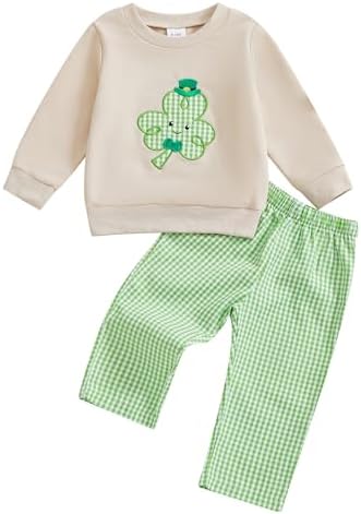 St Patricks Day Toddler Boys Outfit - Clover Embroidered Set