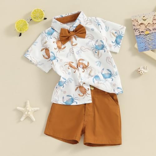 Licupiee Perfect Ocean Print Shorts Set for Toddler Boys
