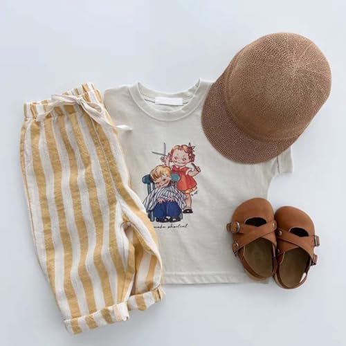 Kids Striped Linen Harem Pants Elastic Waist