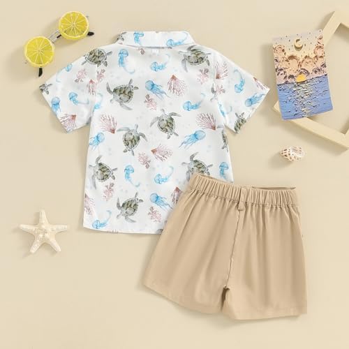 Licupiee Toddler Boys Ocean Print Shorts Sets