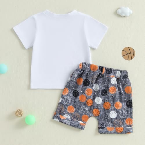 Cute Baby Boys Basketball Print T-Shirt Shorts Summer Set