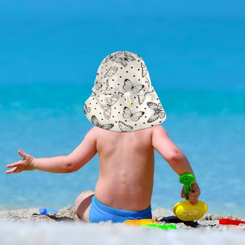 KLL Elegant Polka Dot Butterflies Toddler Beach Sun Hat