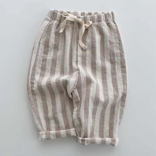 Striped Linen Elastic Waist Pants for Kids