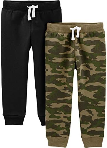 Boys 2-Pack Fleece Pants with Drawstring Waist - Trendy Style Machine Washable Carters