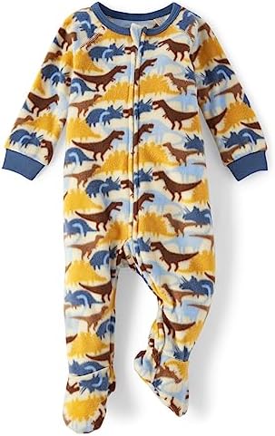 The Childrens Place Baby Boys and Toddler Fleece Zip-Front One Piece Pajamas