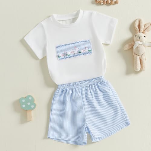 Toddler Boys Girls Easter Outfit - Bunny Stripe Set