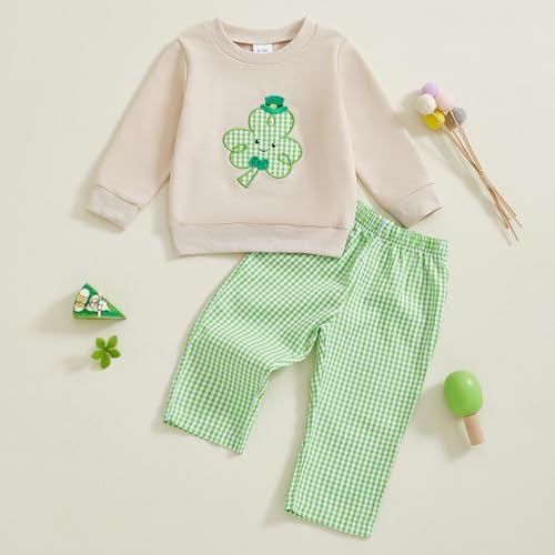 St Patricks Day Toddler Boys Outfit - Clover Embroidered Set