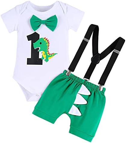IMEKIS Baby Boys Dinosaur 1st Birthday Set