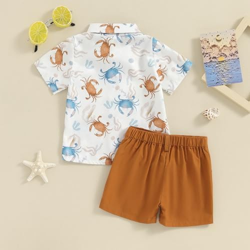 Licupiee Perfect Ocean Print Shorts Set for Toddler Boys