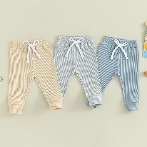 Socutebabe 3Packs Unisex Toddler Boys Girls Joggers Pants Solid Drawstring Sweatpants