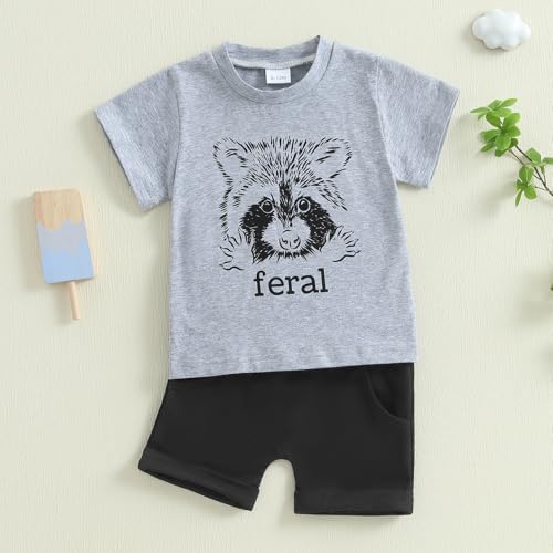 Non-Negotiable Baby Boy Shorts Set Toddler Boys Summer Outfit BearRaccoon Printing