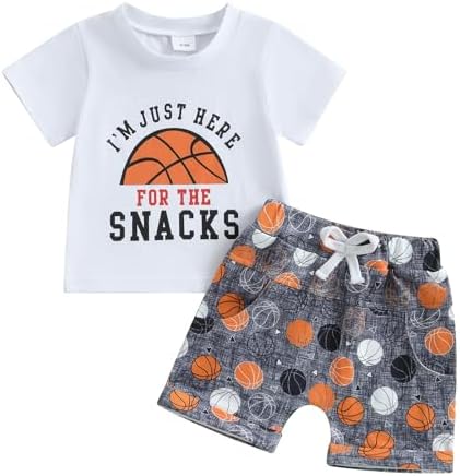 Cute Baby Boys Basketball Print T-Shirt Shorts Summer Set