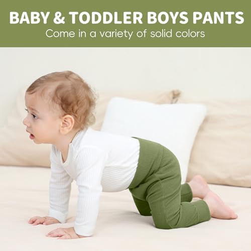 Kionio 2-Pack Elastic Waist Newborn Jogger Pants for Boys
