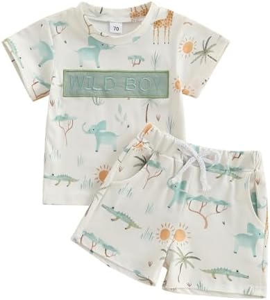 GOOCHEER Wild Boy Summer Short Sleeve T-Shirt and Shorts Set
