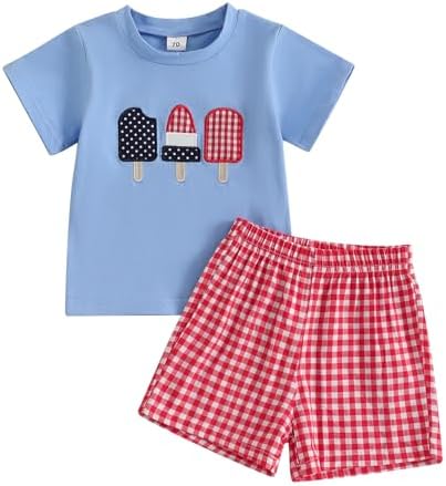 4th of July Popsicle Toddler Boy Outfit Set T-Shirt and Shorts