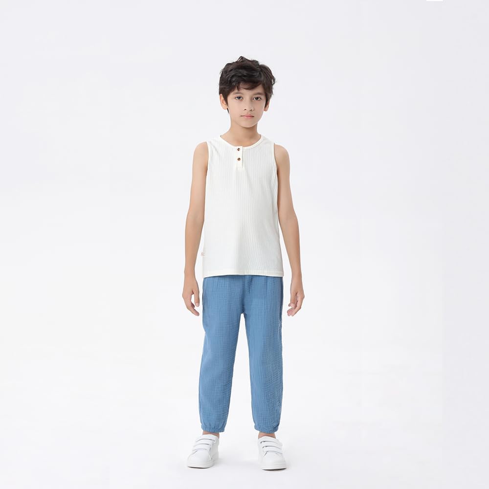 GFQLONG 3 Pack Casual Toddler Boys Girls Soft Cotton Linen Pants