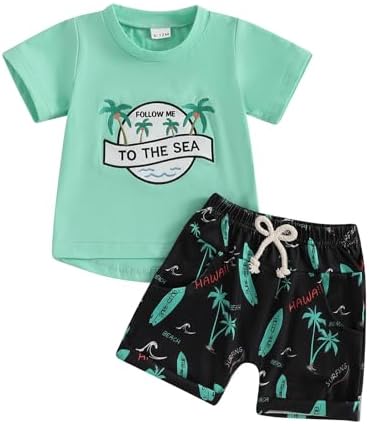 Toddler Boy Summer Clothes Set with Hawaiian Shirts and Shorts