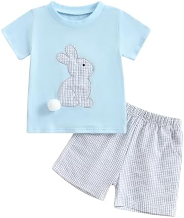 Baby Boy Easter Set with Bunny Carrot Embroidery