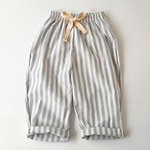 Kids Boys Girls Striped Linen Haritha Harem Pants Elastic Waist Spring Summer Casual