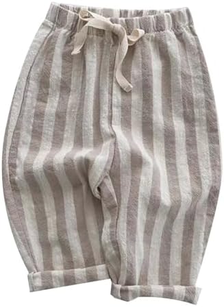 Striped Linen Elastic Waist Pants for Kids