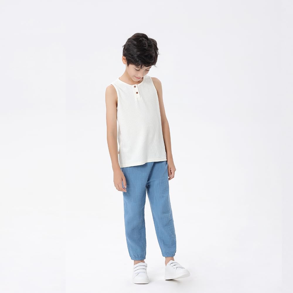 GFQLONG 3 Pack Casual Toddler Boys Girls Soft Cotton Linen Pants