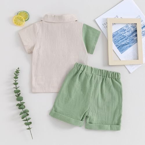 FOMOYUU Toddler Boys Button Down Summer Set