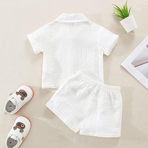 SHIBAOZI Toddler Boys Button-Down Shirt Set with Shorts Summer 2pcs